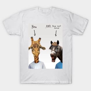 Funny giraffe and horse. T-Shirt